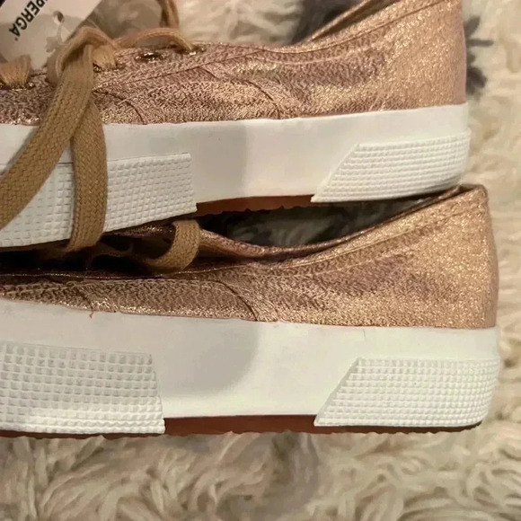 SUPERGA Rose Gold Glitter Sneaker size 36 6 NEW metallic shoe - Picture 4 of 7